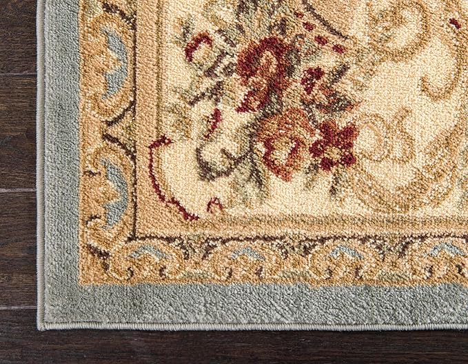 Unique Loom Versailles Collection Traditional Classic Floral Motif Area Rug (2' 2 x 6' 0 Runner, Slate Blue/ Ivory)