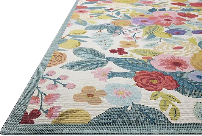 Loloi Rifle Paper Co. Perennial Collection Garden Party PRN-04 Rose/Multi 7'-10" x 11'-2" Indoor/Outdoor Area Rug
