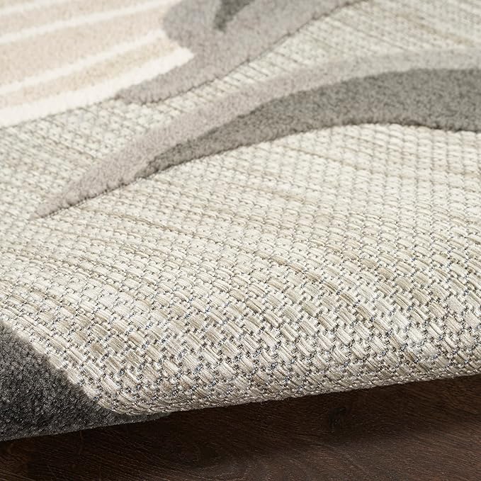 Nourison Aloha Indoor-Outdoor Beige 3'6" x 5'6" Area Rug, Easy Cleaning, Non Shedding, Bed Room, Living Room, Dining Room, Kitchen (4x6)