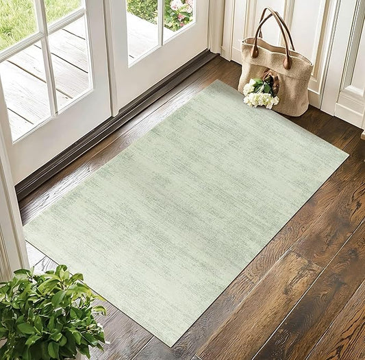 Sage Green Bathroom Rug,Non Slip Washable Boho Abstract Small Area Rug for Kitchen Bedroom Entryway,2x3,Light Green