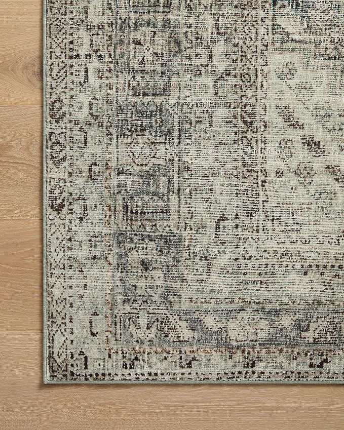 Loloi Magnolia Home by Joanna Gaines Sinclair Collection SIN-04 Natural/Sage 3'-6" x 5'-6", .25" Pile Height, Machine Washable, Accent Rug