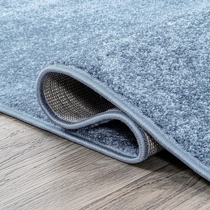 JONATHAN Y SEU100F-212 Haze Solid Low-Pile Indoor Runner Rug, Coastal, Bohemian, Minimalist, Classic, Casual for Bedroom,Kitchen,Living Room,Non Shedding,Easy-Washing, Blue, 2 X 12