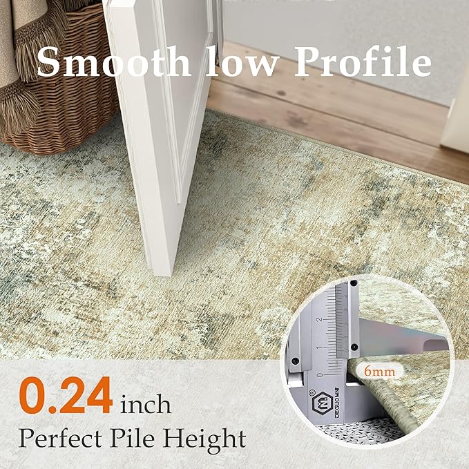 2x3 Entryway Rug Beige Grey Non Slip Washable Doormat Neutral Modern Abstract Indoor Rug Thin Soft Throw Low Pile Kitchen Carpet for Laundry Room, Kitchen, Bedroom, Bathroom