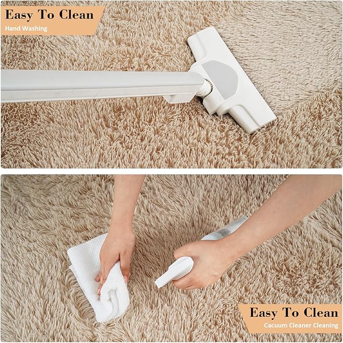 Fluffy Rug Shaggy Area Rug, Beige 3x5 Area Rugs for Bedroom, Small Bedside Rug, Soft Fluffy Shaggy Entryway Throw Rugs for Living Room Bedroom Kids Room Home Decor