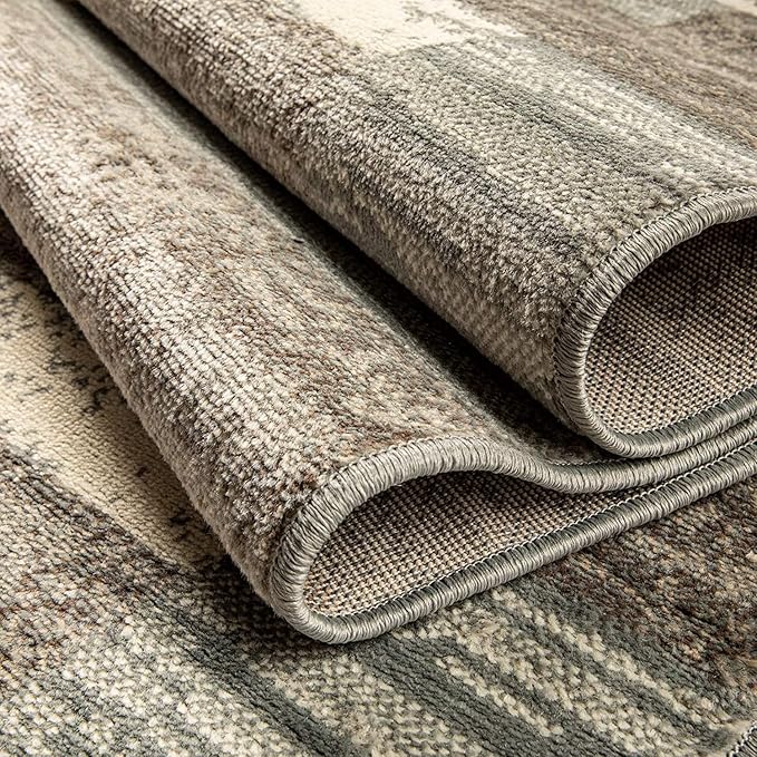 Superior Indoor Area Rug, Jute Backing, Plush Modern Rugs for Entryway, Kitchen Floors, Office Floor Cover, Color Block Rugs, Rockwood Collection, 2' x 3', Light Blue/Ivory