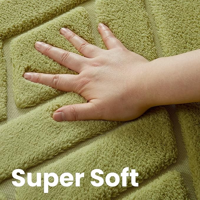 Ultra Soft Green Area Rug for Bedroom, 4x6 Modern Geometric Shag Rugs with Nonslip Backing for Living Room, Washable Fuzzy Carpet for Cozy Kids Room Nursery
