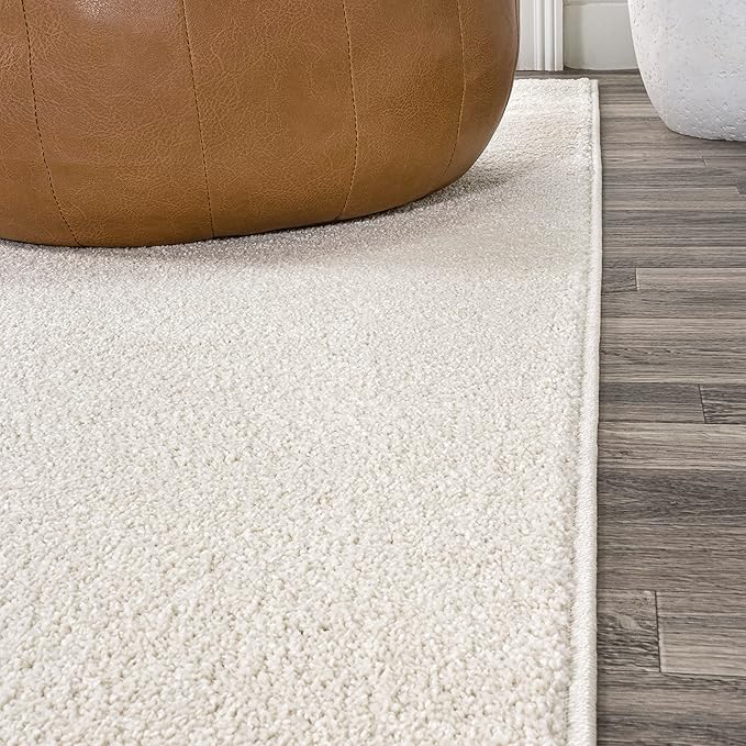 JONATHAN Y SEU100T-214 Haze Solid Low-Pile Indoor Runner Rug, Coastal, Bohemian, Minimalist, Classic, Casual for Bedroom,Kitchen,Living Room,Non Shedding,Easy-Washing, Cream, 2 X 14