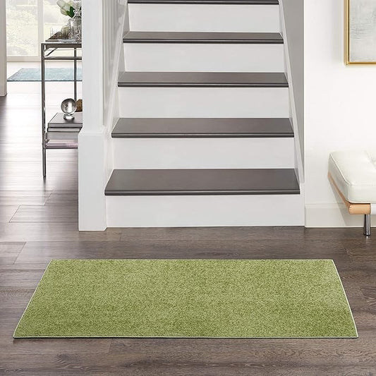 Nourison Essentials Indoor/Outdoor Green 2' x 4' Area Rug, Easy Cleaning, Non Shedding, Bed Room, Living Room, Dining Room, Backyard, Deck, Patio (2x4)