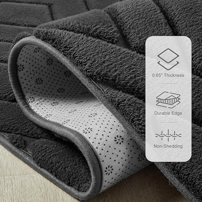 Ultra Soft Dark Grey Area Rug for Living Room, 5x7 Modern Geometric Shag Rugs with Nonslip Backing for Bedroom, Washable Fuzzy Carpet for Cozy Kids Room Nursery