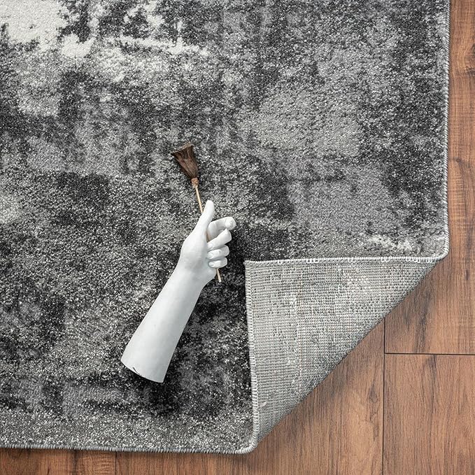 LUXE WEAVERS Euston Collection 7681 Dark Grey 4x5 Modern Abstract Area Rug