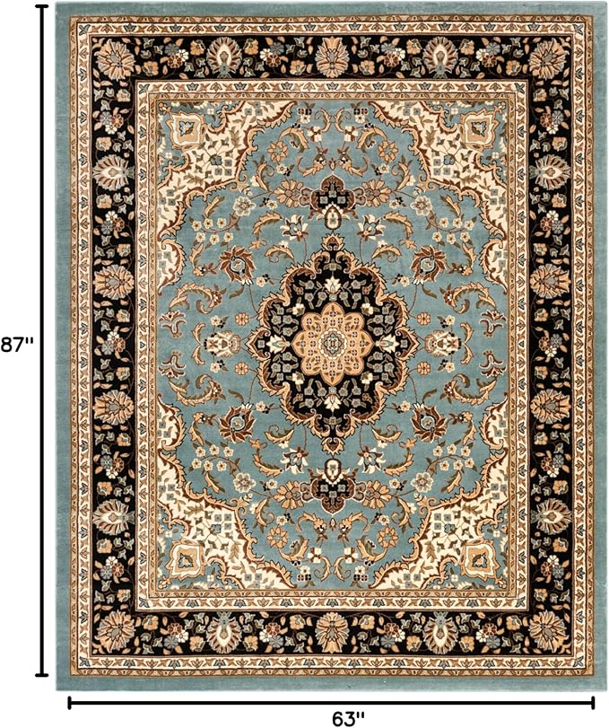 Well Woven Barclay Collection Medallion Kashan Light Blue 5x7 Area Rug - for Living Room, Bedroom, and Dining Room
