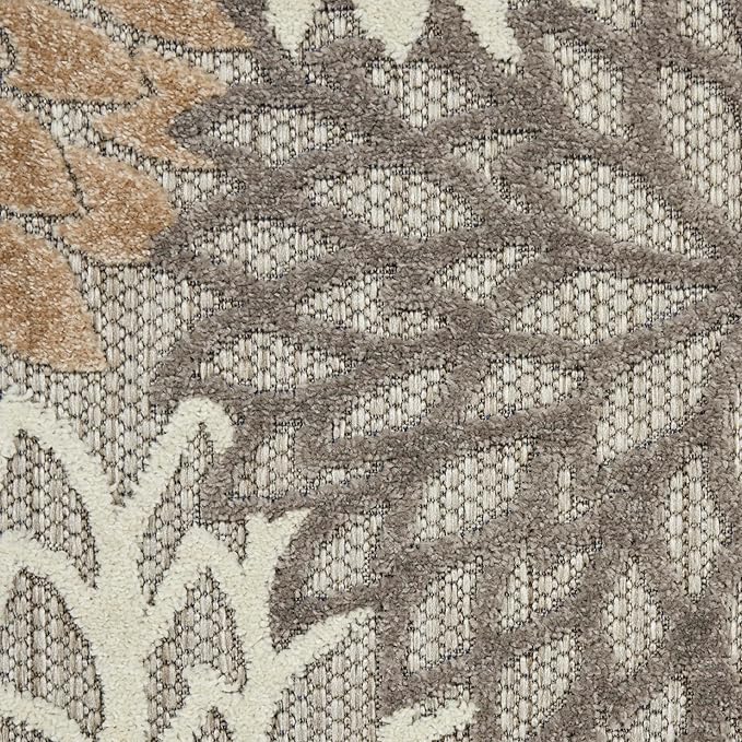 Nourison Aloha Indoor/Outdoor Natural 9'6" x 13' Area -Rug, Tropical, Botanical, Easy Cleaning, Non Shedding, Bed Room, Living Room, Dining Room, Deck, Backyard, Patio (9x13)
