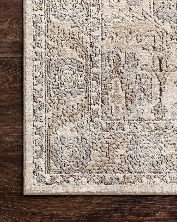 Loloi II Teagan Collection TEA-03 Ivory/Sand 3'-4" x 5'-7", .25" Thick, Accent Rug, Soft, Durable, Neutral, Woven, Low Pile, Non-Shedding, Easy Clean, Living Room Rug