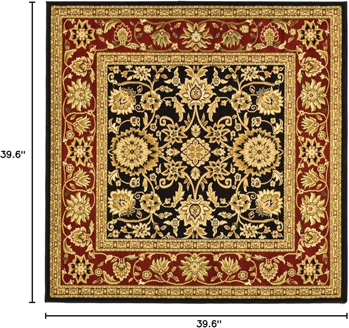 SAFAVIEH Lyndhurst Collection 3'3" Square Black / Red LNH212G Traditional Oriental Non-Shedding Living Room Bedroom Accent Rug