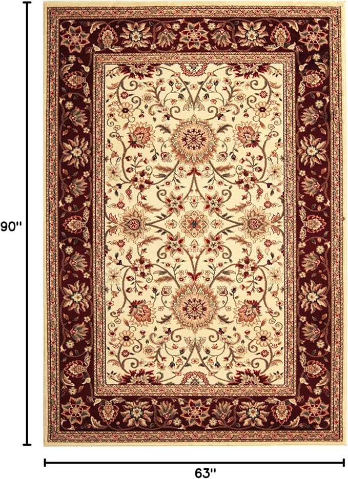 SAFAVIEH Lyndhurst Collection Area Rug - 5'3" x 7'6", Ivory & Red, Traditional Oriental Design, Non-Shedding & Easy Care, Ideal for High Traffic Areas in Living Room, Bedroom (LNH212K)