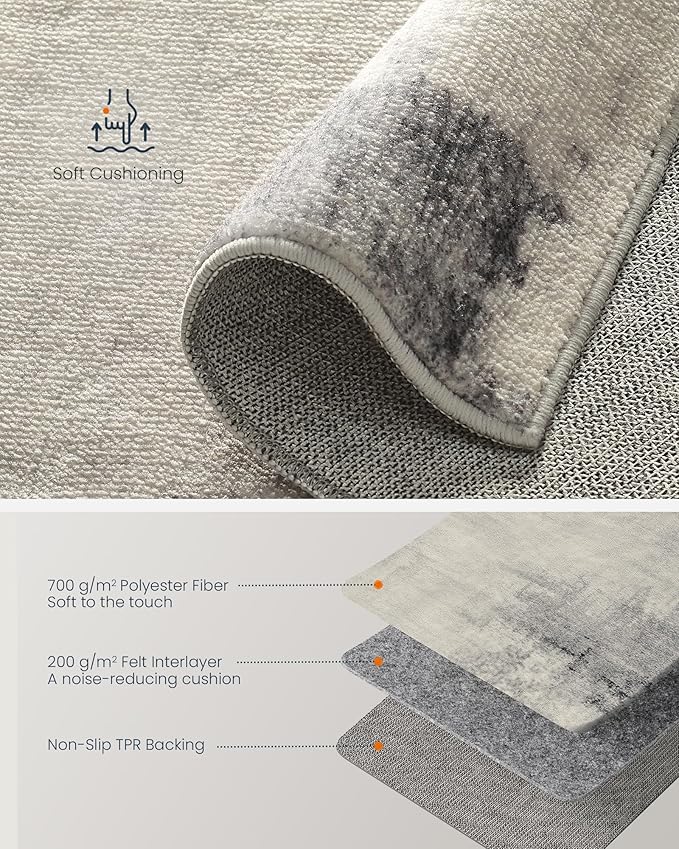 SONGMICS HOME Area Rug, 5x7 ft Rug for Living Room, Non-Slip Carpet, Modern Abstract Style, Home Decor, for Bedroom, Kitchen, Entryway, Dining Room, Machine Washable, Dove Gray UTAR073G01