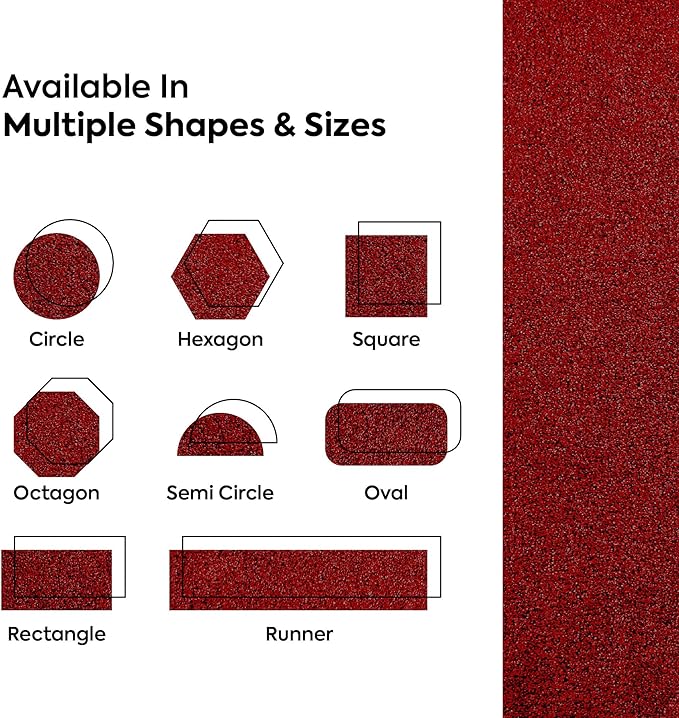 Solid Color Area Rugs Red - 7' Pentagon, Indoor, Stain & Fade Resistant, Perfect for Living Room, Bedroom, Dining Room, Entryway, Doorway, Pet & Kids Friendly Rug, Wedding, Made in USA