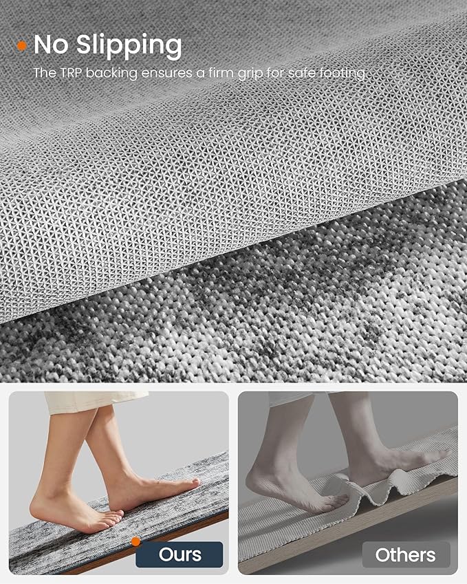 SONGMICS HOME Area Rug, 5x7 ft Living Room Rug, Non-Slip Carpet, Farmhouse Style Rug, Home Decor, for Bedroom, Kitchen, Entryway, Dining Room, Machine Washable, Dove Gray UTAR085G01