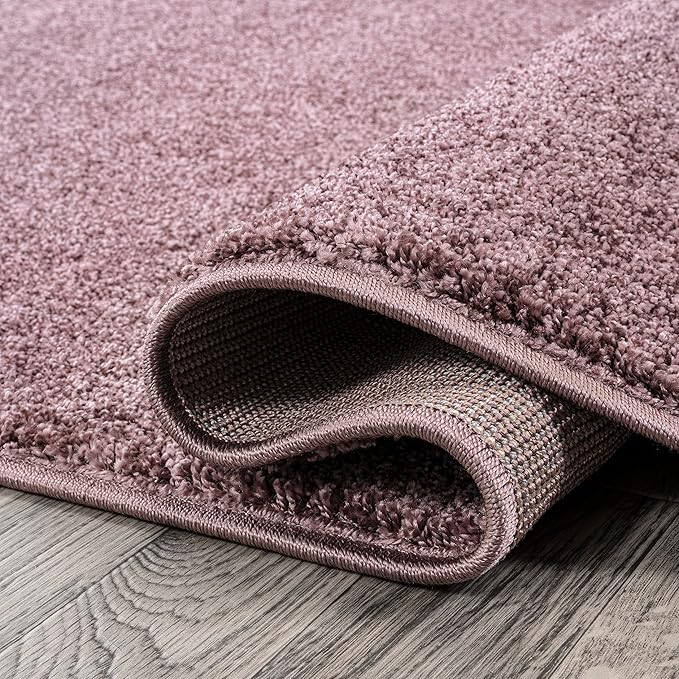 JONATHAN Y SEU100R-28 Haze Solid Low-Pile Indoor Runner-Rug, Coastal, Bohemian, Minimalist Easy-Washing,Bedroom,Kitchen,Living Room,Non Shedding, Light Purple, 2 X 8