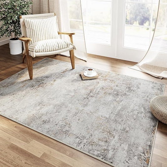 3x5 Washable Rugs Hallway Area Rug Indoor Accent Rug Abstract Non Slip Low Pile Carpet Distressed Throw Rug for Bedroom Living Room Office Dining Room Kitchen Laundry Room Bathroom