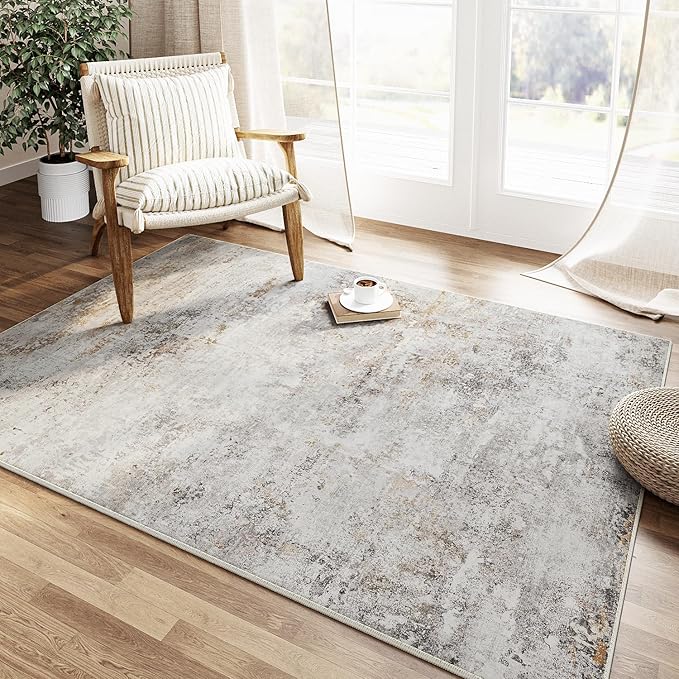 3x5 Washable Rugs Hallway Area Rug Indoor Accent Rug Abstract Non Slip Low Pile Carpet Distressed Throw Rug for Bedroom Living Room Office Dining Room Kitchen Laundry Room Bathroom