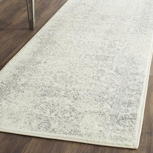 SAFAVIEH Adirondack Collection Runner Rug - 2'6" x 20', Ivory & Silver, Oriental Distressed Design, Non-Shedding & Easy Care, Ideal for High Traffic Areas in Living Room, Bedroom (ADR109C)