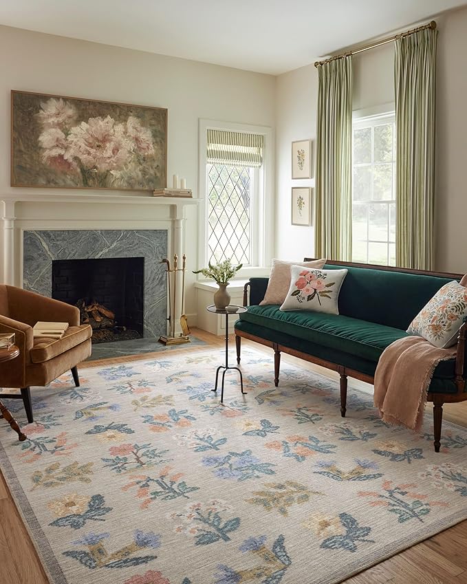 Loloi Rifle Paper Co. Rosa Collection RSA-03 Cream 3'-9" x 5'-6" Accent Rug