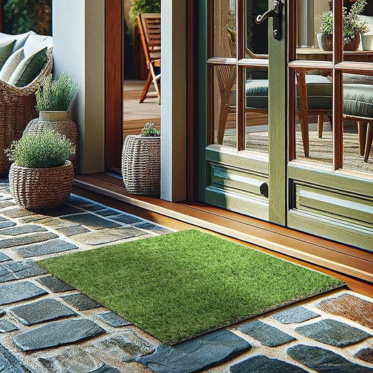 Sweet Home Stores Lifelike Artificial Grass Area Rug 3x4 Indoor/Outdoor with Drainage Holes, Customizable Thick High Pile for Backyards, Patio, Bedroom Rug, 2'7" x 4'