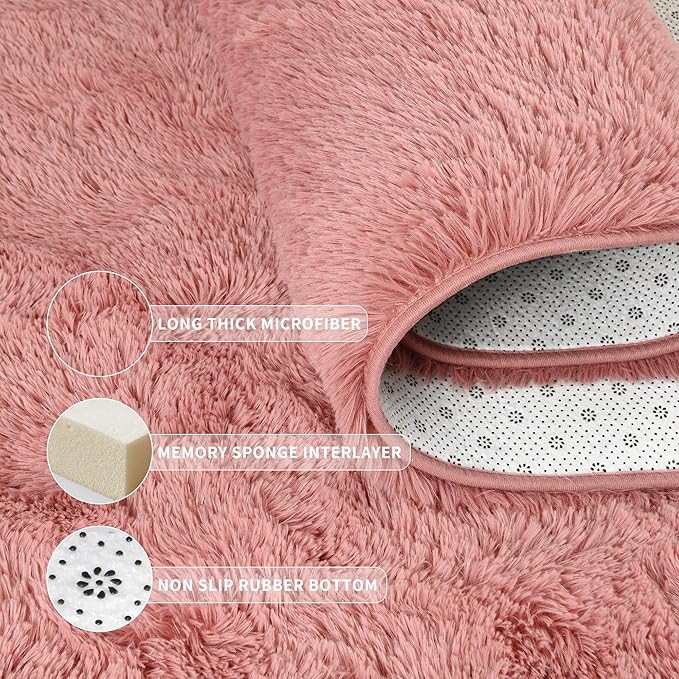 Tepook Super Soft Fluffy Rugs for Living Room, Shag 6x9 Area Rugs for Bedroom, Modern Shaggy Rug Fuzzy Carpets for Kids, Plush Indoor Nursery Home Decor Rug with Non-Slip Bottom, Blush