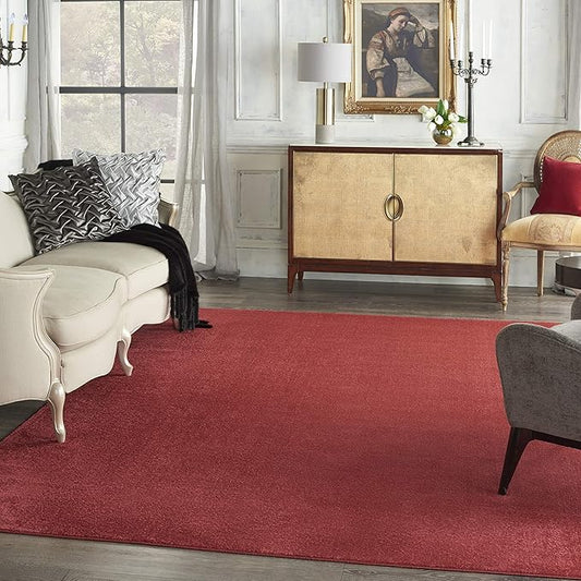 Nourison Essentials Indoor/Outdoor Brick Red 9' x 12' Area Rug, Easy Cleaning, Non Shedding, Bed Room, Living Room, Dining Room, Backyard, Deck, Patio (9x12)