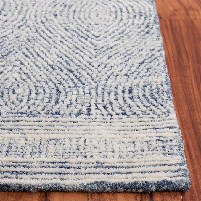 SAFAVIEH Abstract Collection Runner Rug - 8' Runner, Ivory & Navy, Transitional Design, Ideal for High Traffic Areas in Hallway, Bathroom & Kitchen (ABT340N-28)