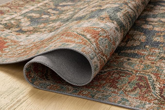 Loloi Chris Loves Julia Jules Collection JUL-10 Ocean/Spice 2'-6" x 12'-0", .13" Pile Height, Runner Rug