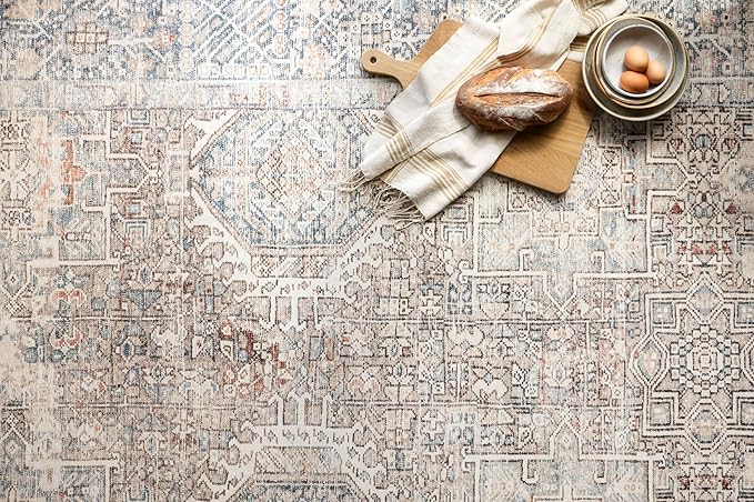 Loloi Chris Loves Julia Jules Collection JUL-07 Natural/Ocean 5'-0'' x 7'-6'', .13" Pile Height, Area Rug