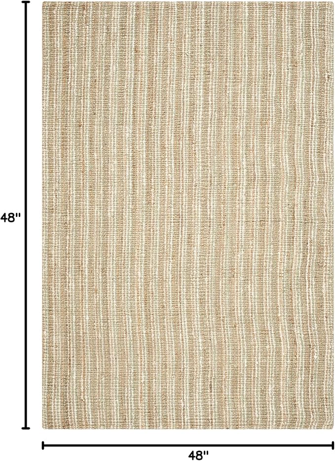 SAFAVIEH Natural Fiber Collection 4' Square Ivory NF447N Handmade Chunky Textured Premium Jute 0.75-inch Thick Area Rug