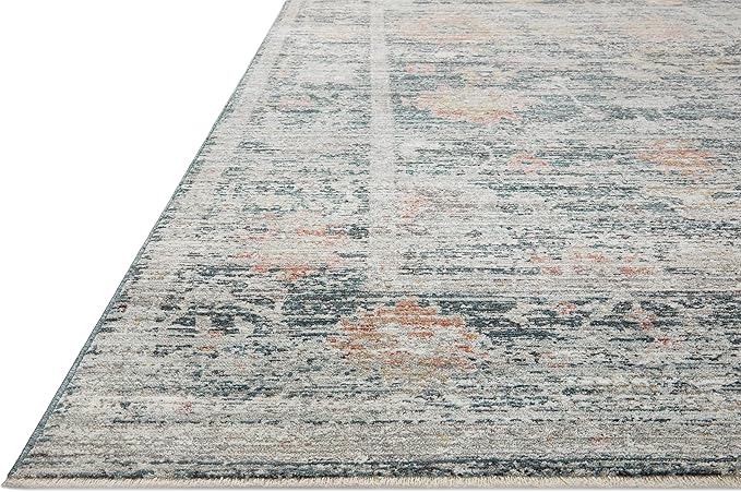 Loloi Magnolia Home by Joanna Gaines Millie Collection MIE-01 Blue/Multi 9'-6" x 9'-6", .25" Pile Height, Round Area Rug