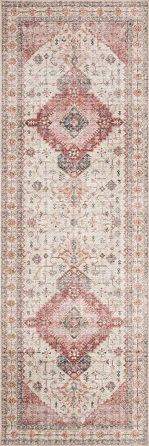 Loloi II Skye Collection SKY-02 Ivory/Berry 2'-6" x 12'-0" Runner Rug