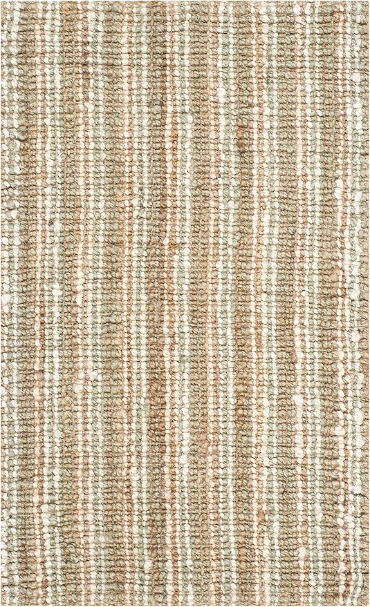SAFAVIEH Natural Fiber Collection Accent Rug - 2' x 3', Sage & Natural, Handmade Chunky Textured Jute 0.75-inch Thick, Ideal for High Traffic Areas in Entryway, Living Room, Bedroom (NF447S)
