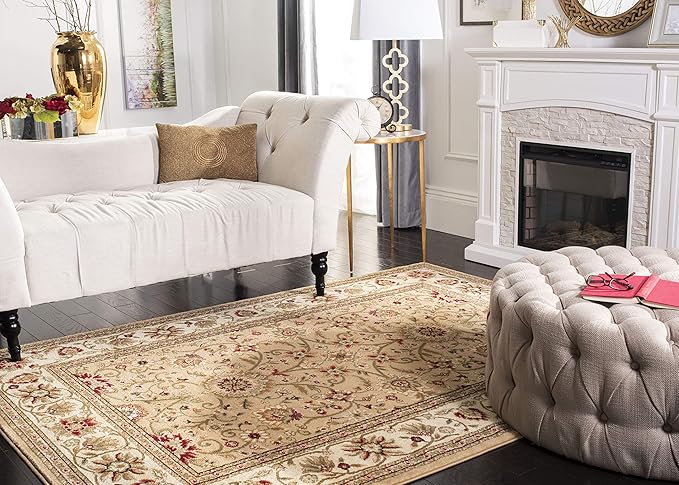SAFAVIEH Lyndhurst Collection Area Rug - 8' x 11', Beige & Ivory, Traditional Oriental Design, Non-Shedding & Easy Care, Ideal for High Traffic Areas in Living Room, Bedroom (LNH212D)