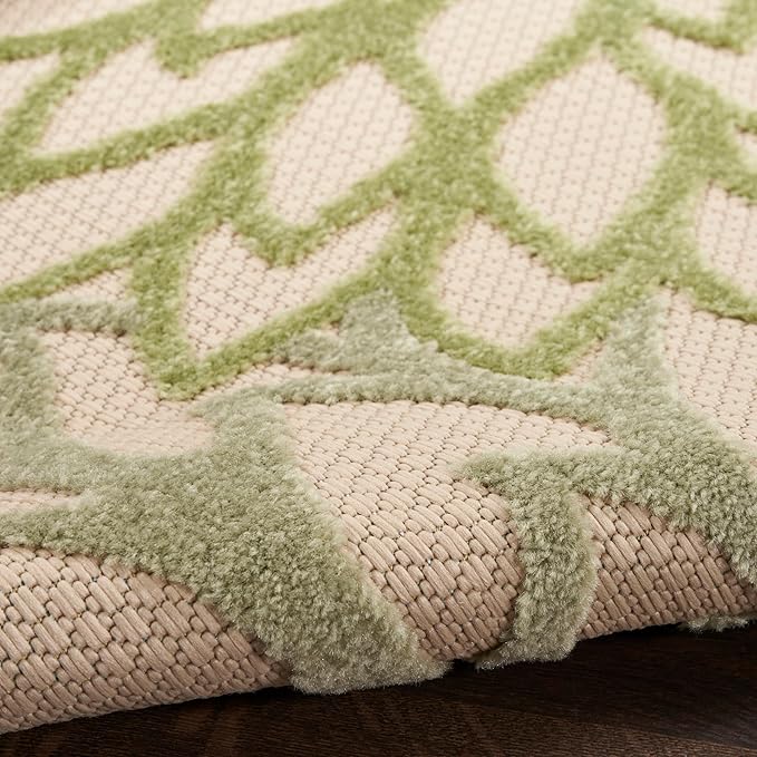 Nourison Aloha Tropical Indoor/Outdoor Ivory Green 5'3" x 7'5" Area Rug, Easy Cleaning, Non Shedding, Bed Room, Living Room, Dining Room, Backyard, Deck, Patio (5x7)