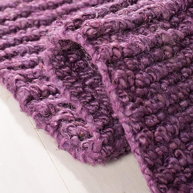 SAFAVIEH Natural Fiber Collection Runner Rug - 2'6" x 6', Purple, Handmade Chunky Textured Jute 0.75-inch Thick, Ideal for High Traffic Areas in Living Room, Bedroom (NF447B)