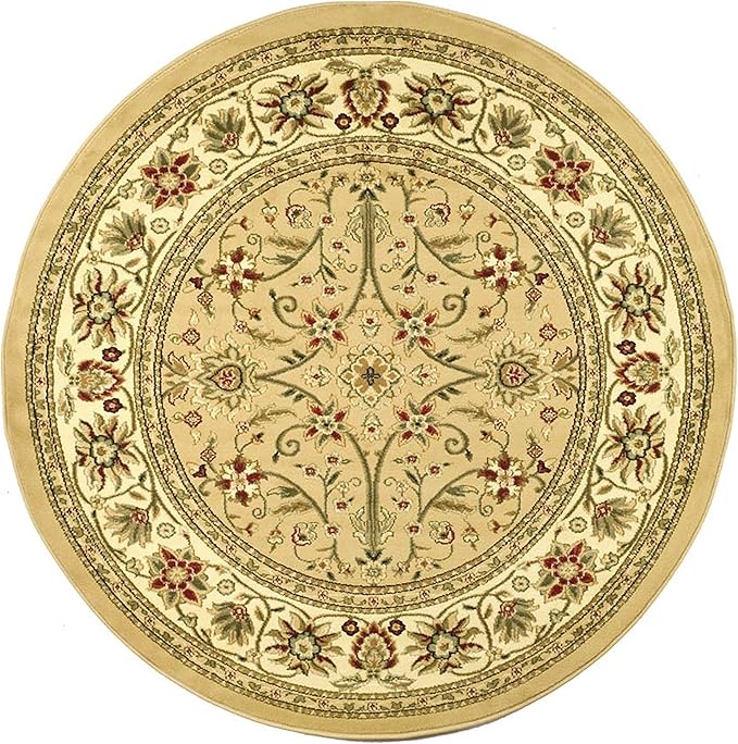 SAFAVIEH Lyndhurst Collection 5'3" Round Beige/Ivory LNH212D Traditional Oriental Non-Shedding Dining Room Entryway Foyer Living Room Bedroom Area Rug