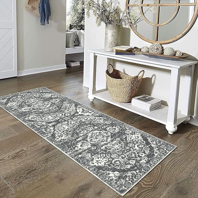 HEBE Hallway Runner Rug 2'x6' Washable Vintage Distressed Area Rugs Non Slip Laundry Rug Runner Boho Floor Carpet Runners for Hallways Entryway Laundry Room Kitchen Bathroom