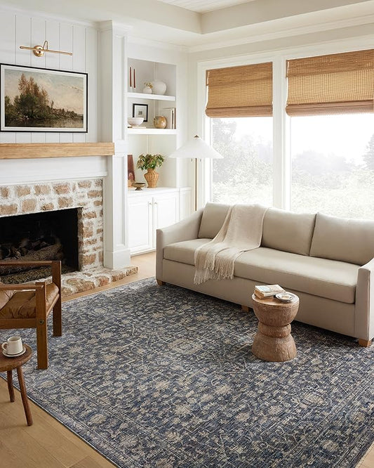 Loloi Sorrento Collection 2'-7" x 8'-0" Runner Rug in Midnight/Natural - Vintage Inspired Patterned Area Rug, Unique Area Rug for Living Room, Bedroom, Dining Area
