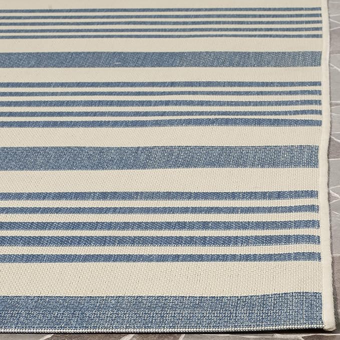 SAFAVIEH Courtyard Collection Area Rug - 5'3" x 7'7", Beige & Blue, Non-Shedding & Easy Care, Indoor/Outdoor & Washable-Ideal for Patio, Backyard, Mudroom (CY6062-233)