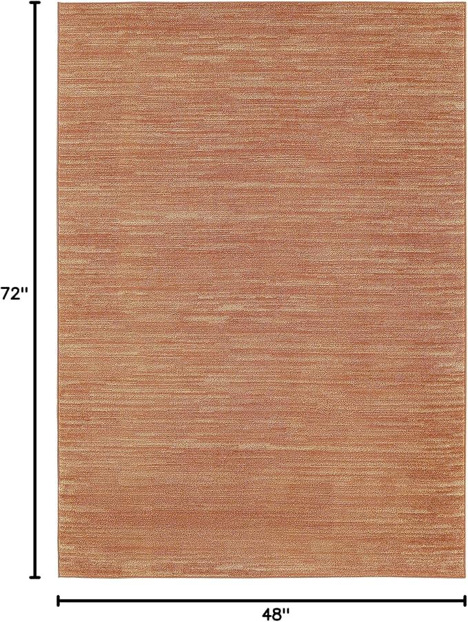 Nourison Essentials Indoor/Outdoor Rust 4' x 6' Area Rug, Easy Cleaning, Non Shedding, Bed Room, Living Room, Dining Room, Backyard, Deck, Patio (4x6)
