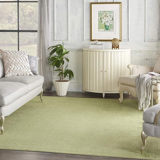 Nourison Essentials Indoor/Outdoor Green 8' x 10' Area Rug, Easy Cleaning, Non Shedding, Bed Room, Living Room, Dining Room, Backyard, Deck, Patio (8x10)