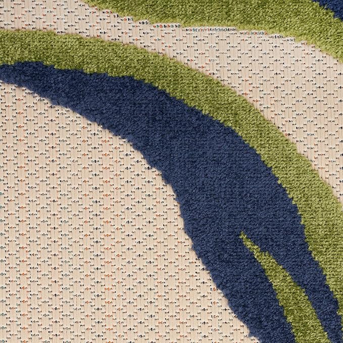 Nourison Aloha Outdoor Multicolor 2'3" x 8' Area Rug, Easy Cleaning, Non Shedding, Bed Room, Living Room, Dining Room, Deck, Backyard, Patio (2x8)