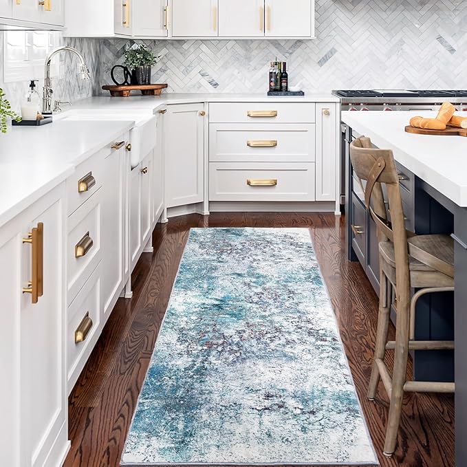 Abstract Runner Rug, 2x6 Washable Hallway Rug Runner Indoor Non-Slip Carpet Runner Soft Low Pile Printed Kitchen Runner Rugs for Entryway Laundry Room Entrance