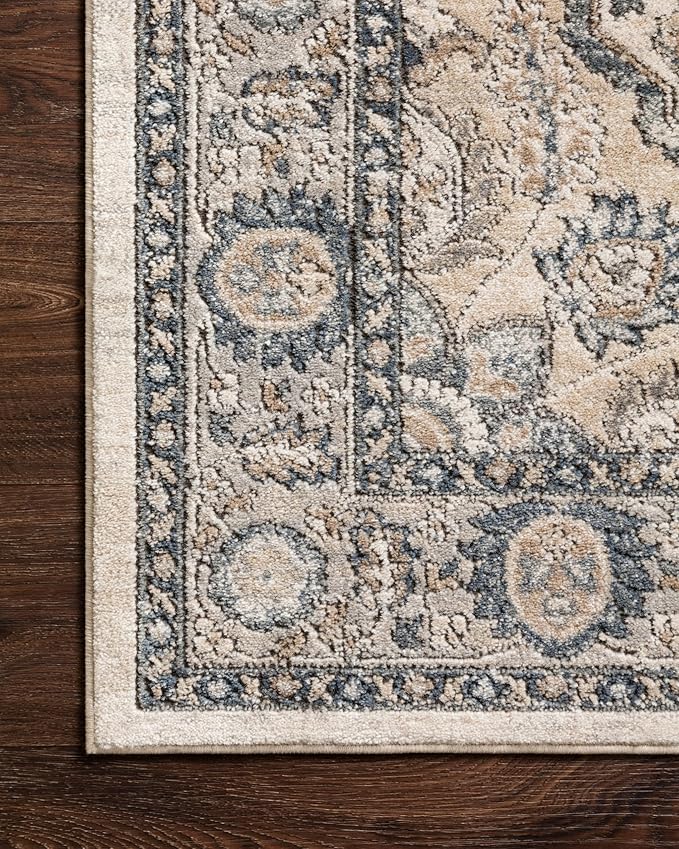 Loloi II Teagan Collection TEA-01 Natural/Lt. Grey 2'-8" x 4', .25" Thick, Accent Rug, Soft, Durable, Neutral, Woven, Low Pile, Non-Shedding, Easy Clean, Living Room Rug