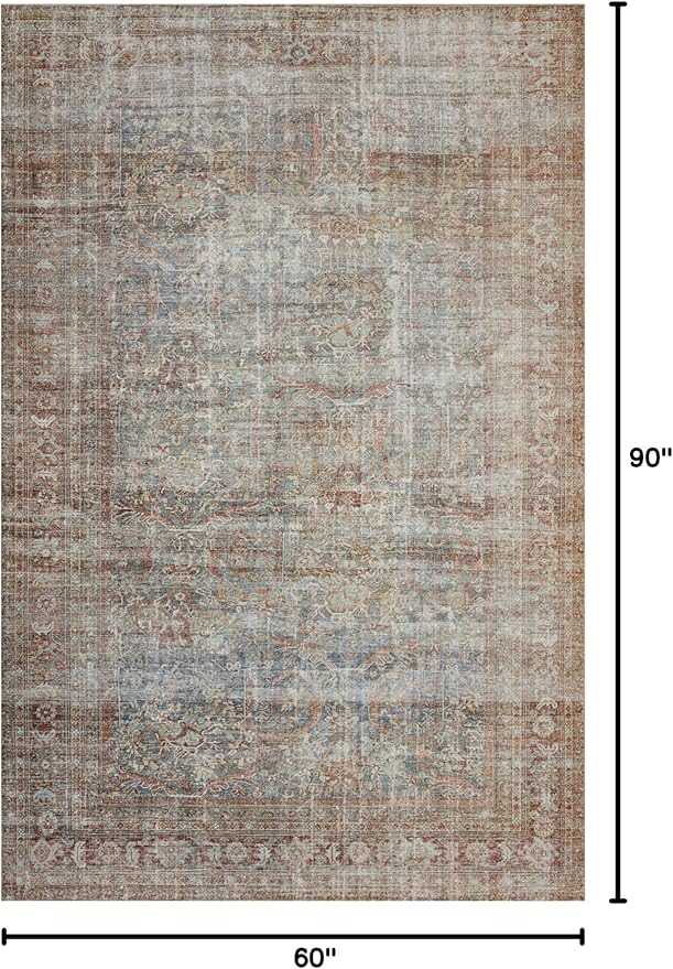 Loloi Chris Loves Julia Jules Collection JUL-05 Lagoon/Brick 5'-0'' x 7'-6'', .13" Pile Height, Area Rug